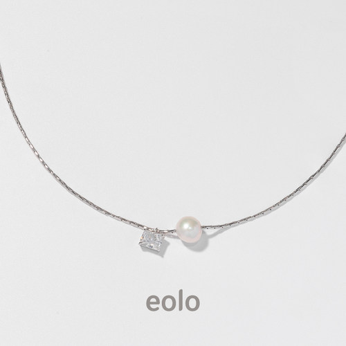 EOLO方糖珍珠项链女纯银项链