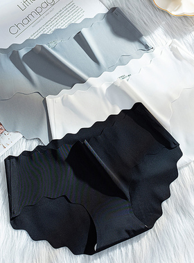 无痕冰丝内裤女士纯棉裆学生黑色白色抗菌少女夏季薄款丝滑三角裤