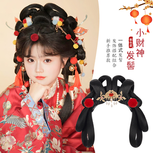 新年汉服假发古风全套发髻头饰一体式明制垫发包日常古风盘发造型