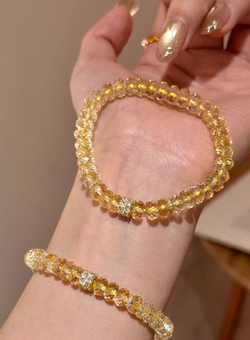 天然黄水晶手串女设计款切面算盘东海水晶手链轻奢高级感串珠手饰