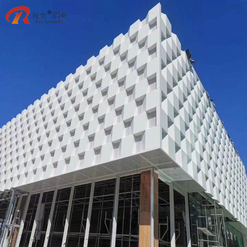白色氟碳漆铝单板幕墙 造型艺术铝单板定制 售楼处铝板工艺