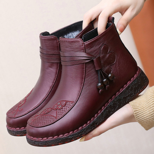 大码 老北京布鞋 加绒加厚保暖防滑防水外穿妈妈鞋 女冬季 棉靴子 棉鞋