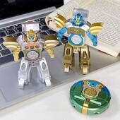 爆款 机甲二合一变形机器人手指陀螺DIY变形解压旋转指尖陀螺玩具