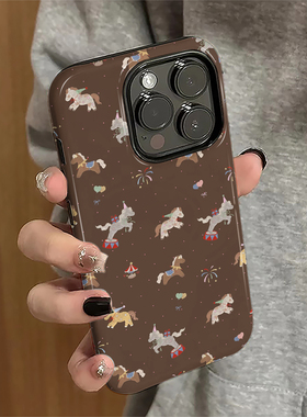 烟花小马适用苹果17pro手机壳iPhone16promax卡通15pro马年14女13本命年xsmax新款12防摔11保护套8/7plus菲林