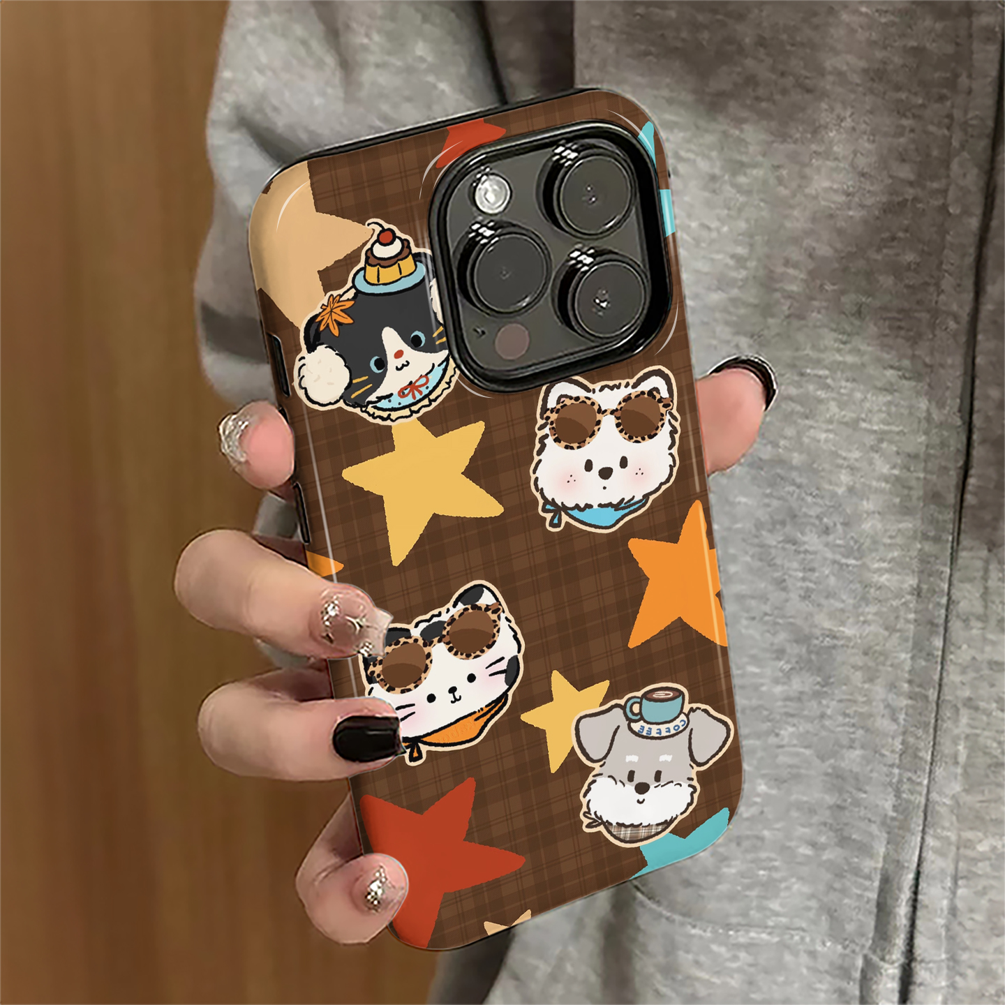 适用苹果16pro手机壳iPhone17promax卡通ip15pro新款13女14个性12防摔保护套11星星猫咪xsmax潮7/8plus菲林e