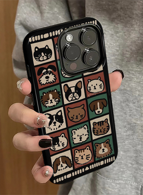 适用苹果16promax手机壳ip17pro苹果15pro女iPhone13简约14pro新款12个性8plus防摔7xsmax小猫小狗11套xr菲林
