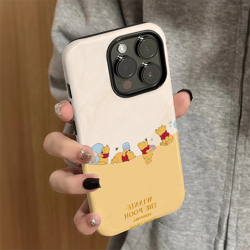 适用苹果16pro手机壳苹果15pro简约iPhone14promax新款iP13女16e可爱12卡通7维尼熊11防摔xsmax套8plus菲林xr