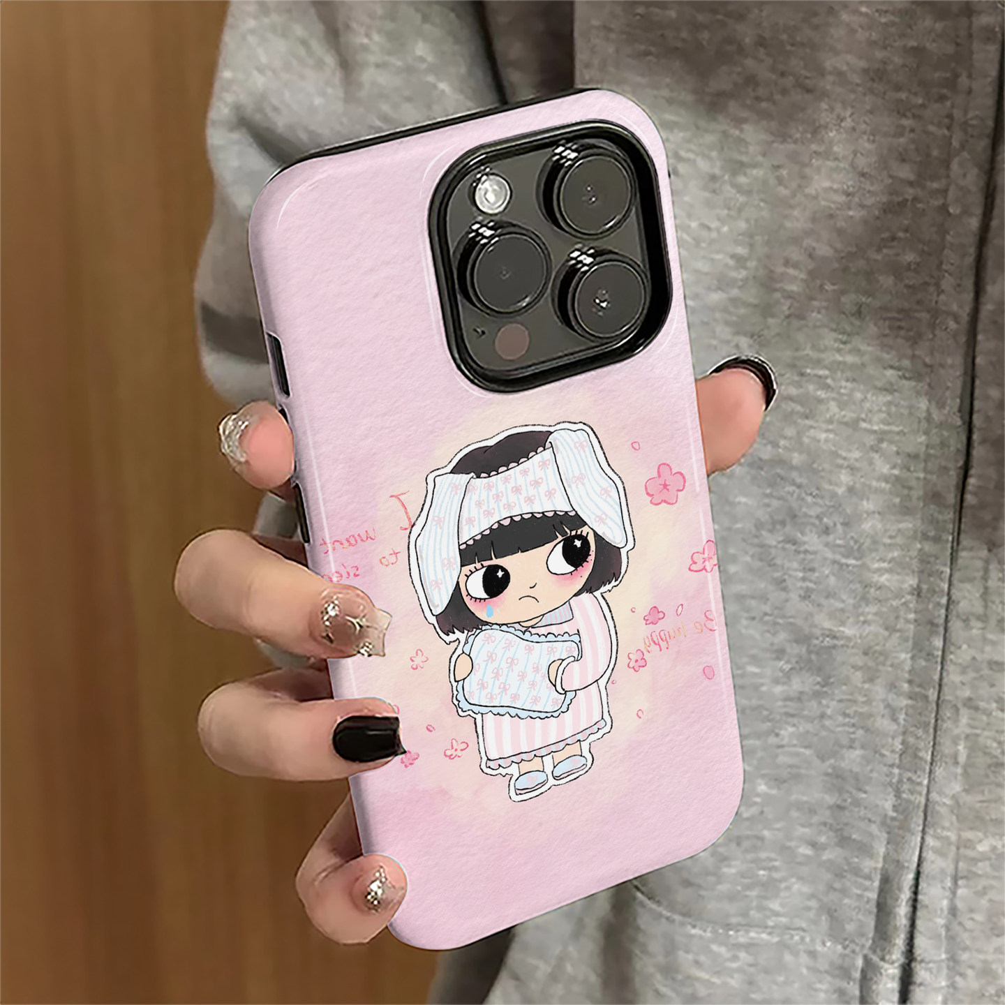 适用iPhone16pro手机壳苹果15promax新款苹果13卡通iP14pro女12简约8plus防摔7硬11抱枕女孩xsmax套16e菲林xr