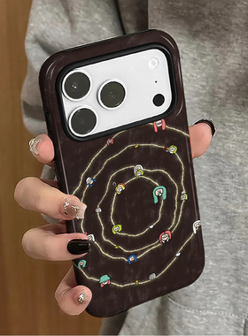 圆圈女孩适用苹果17pro手机壳iPhone16promax日韩15个性14女13卡通小米新款12华为oppo防摔保护套8plus菲林x