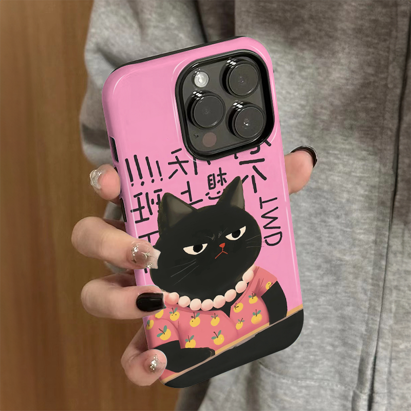 适用iPhone16promax手机壳女苹果16新款可爱iP13/14硅胶xr防摔保护套pro创意iP7/8小众plus生气黑猫xsmax外壳