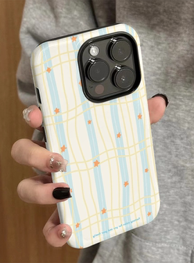 适用苹果15promax手机壳iPhone16pro新款iP14女12/13简约16e个性竖纹星星8高级xsmax防摔11保护套7plus菲林xr