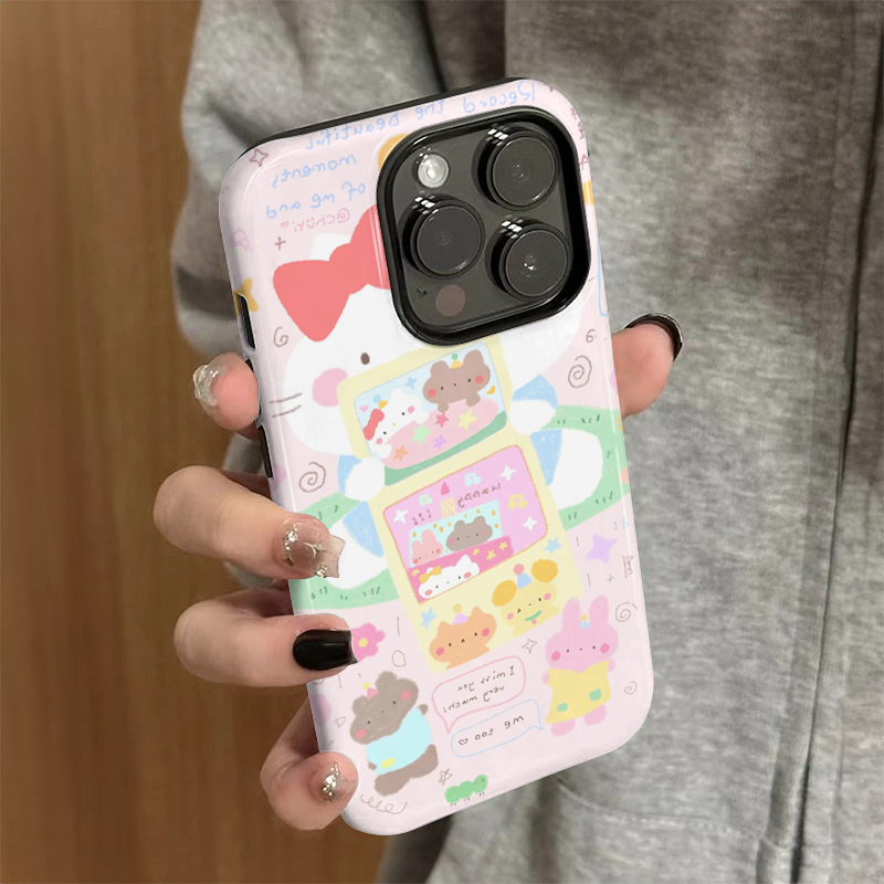 适用苹果15promax手机壳新款iPhone16女卡通pro硅胶xr防摔保护套iP13/14可爱iP7/8小众plus涂鸦kt猫xsmax外壳