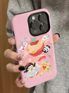 适用苹果16pro手机壳苹果15pro新款iPhone14promax简约iP13女16e可爱12卡通女孩7硬11防摔xsmax套8plus菲林xr