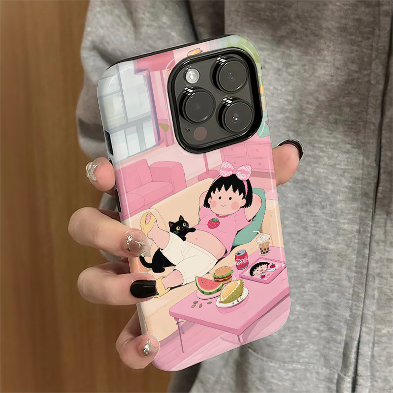 适用iPhone16promax手机壳苹果15pro新款iP14简约13女16e卡通12日韩7樱桃小丸子11防摔xsmax保护套8plus菲林x