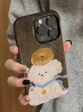 适用苹果16promax手机壳iPhone15pro新款ip17pro卡通14女13简约11面包小狗12潮8/7plus防摔保护套xsmax菲林e