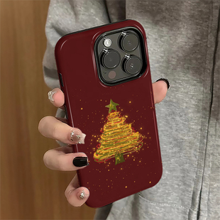 7plus菲林 xsmax日韩12防摔11保护套8 发光圣诞树适用iPhone17promax手机壳苹果16pro简约15pro女13个性 14新款