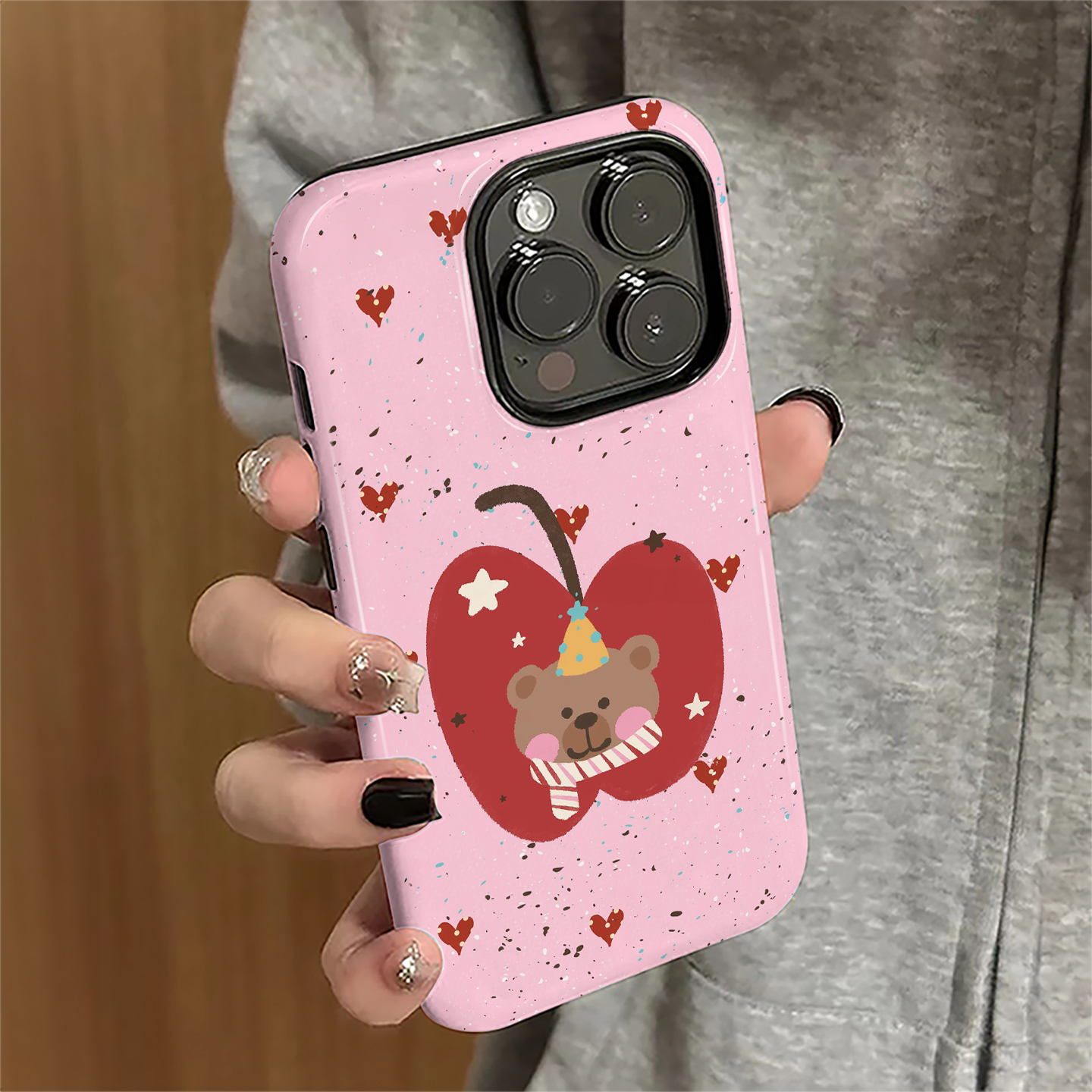 苹果小熊适用iPhone17promax手机壳苹果16pro日韩ip15pro女13简约14新款xsmax个性12防摔11保护套8/7plus菲林