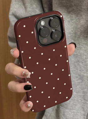 适用苹果16手机壳女iPhone15promax新款14pro简约iP13硅胶xsmax防摔7/8保护套iP11/12小众plus红底波点xr外壳