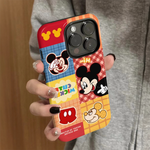 适用苹果15promax手机壳女可爱iPhone16新款iP13/14硅胶xr防摔保护套pro卡通plus小众iP7/8拼接米奇xsmax外壳