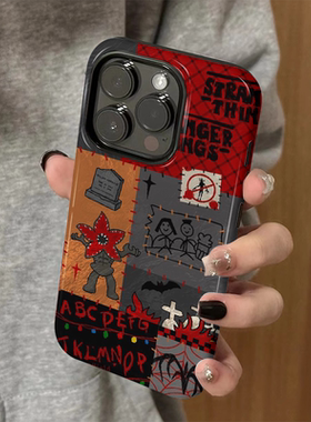 适用iPhone16promax手机壳苹果15新款iP14/13女12个性xsmax怪奇物语8高级防摔11保护套xr小众plus菲林二合一7