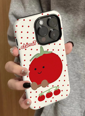 适用苹果15promax手机壳女iPhone16新款简约iP13/14硅胶xr防摔保护套pro可爱iP7/8小众plus波点西红柿xsmax外