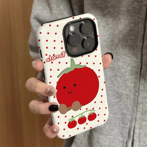 适用苹果15promax手机壳女iPhone16新款简约iP13/14硅胶xr防摔保护套pro可爱iP7/8小众plus波点西红柿xsmax外