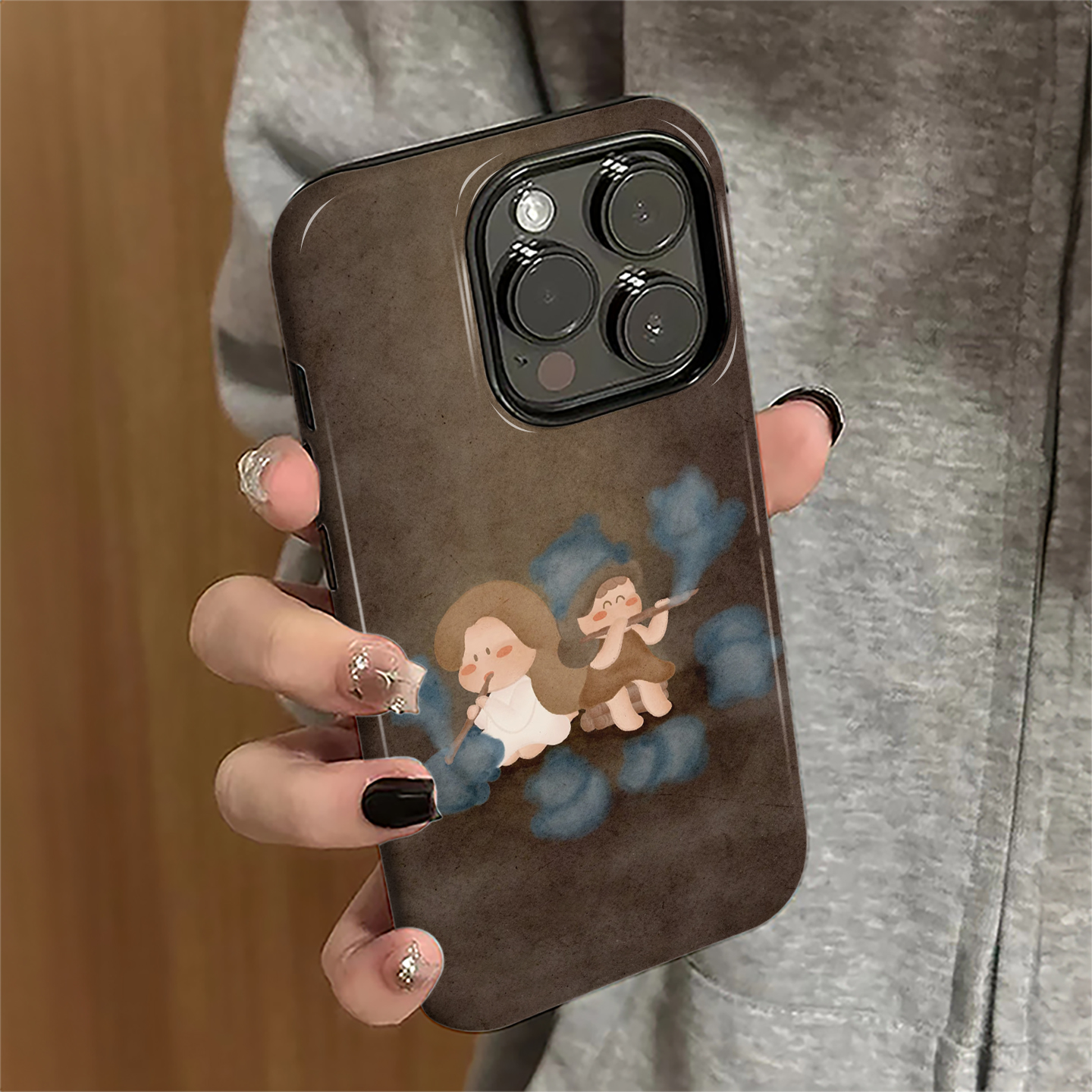 适用苹果16pro手机壳苹果15promax新款iPhone13简约iP14pro女12卡通8plus防摔7套11棕底女孩xsmax硬16e菲林xr