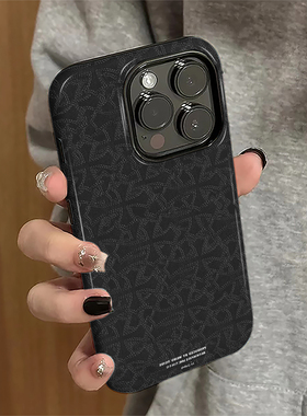 适用苹果16promax手机壳苹果15pro新款iPhone13简约iP14pro女12高级xsmax黑色纹理8硬11防摔16e套7plus菲林xr