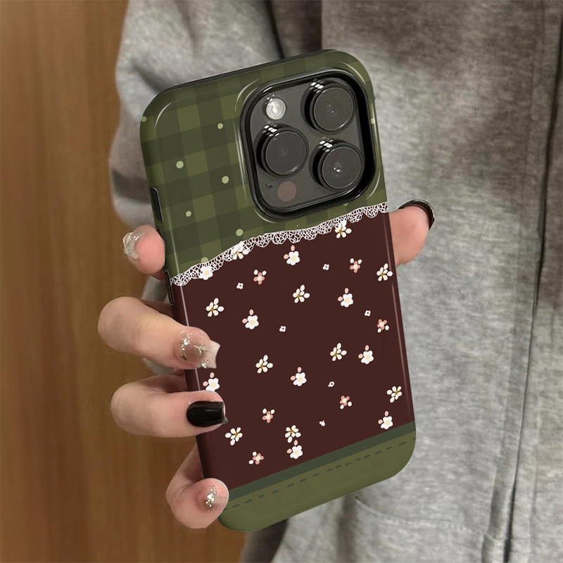 适用苹果16promax手机壳iPhone15新款小众iP14女12简约xsmax菲林二合一8高级防摔保护套11创意7plus格子碎花x