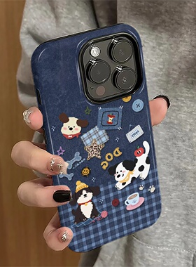 适用iPhone16pro手机壳苹果17promax卡通ip15pro新款13女14防摔保护套12牛仔小狗11个性xsmax潮8/7plus菲林e