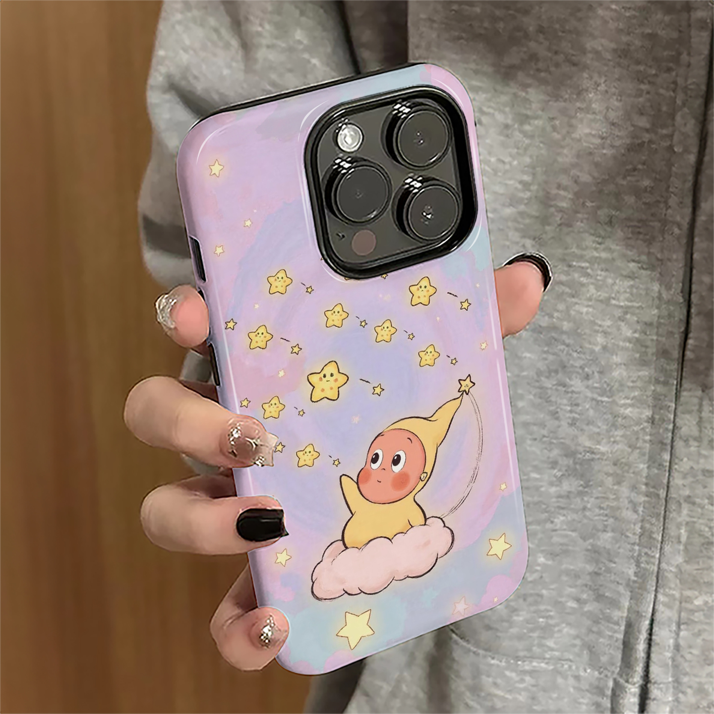 适用苹果17pro手机壳iPhone16promax可爱星星人ip15pro新款13女14卡通12防摔保护套11硬xsmax潮7/8plus菲林e