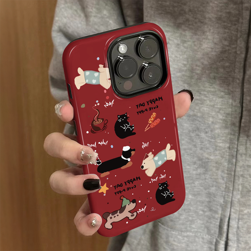 适用iPhone15手机壳苹果16promax新款iP14/13女12简约xsmax满屏猫咪可爱8卡通防摔11套7高级plus菲林二合一xr