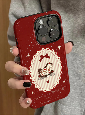 波点小马适用iPhone17pro手机壳苹果16promax红色ip15pro女13国风14新款xsmax新年12防摔11保护套8/7plus菲林
