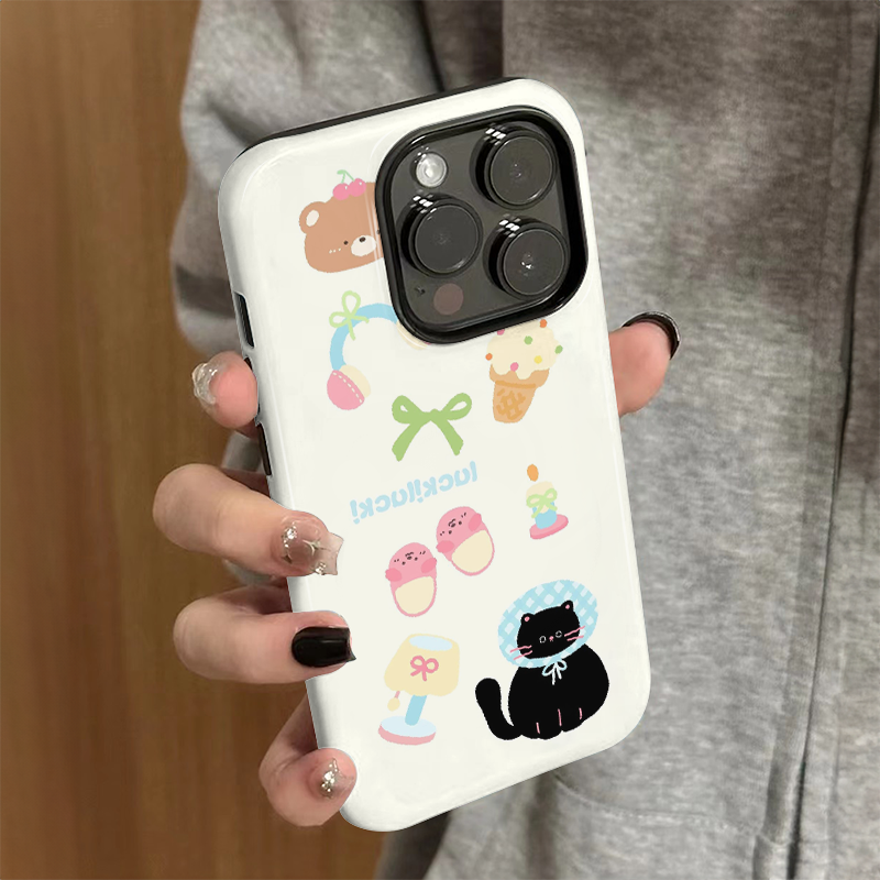 适用苹果16pro手机壳iPhone15promax新款iP14女12/13简约xsmax个性8卡通16e防摔11保护套7耳机小熊plus菲林xr