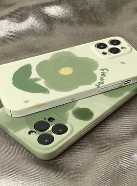 适用于vivox90手机壳s15/s12/s10女s9/s7绿色花朵x80/x70/x50Pro菲林y76s/y52/y7s/y3硬壳iqoo10/9/8防摔neo5