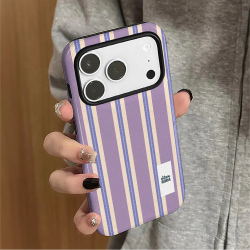 紫色条纹适用苹果18promax手机壳iPhone17pro新款16潮牌15女14韩系防摔简约13华为8plus小米保护套oppo菲林xs