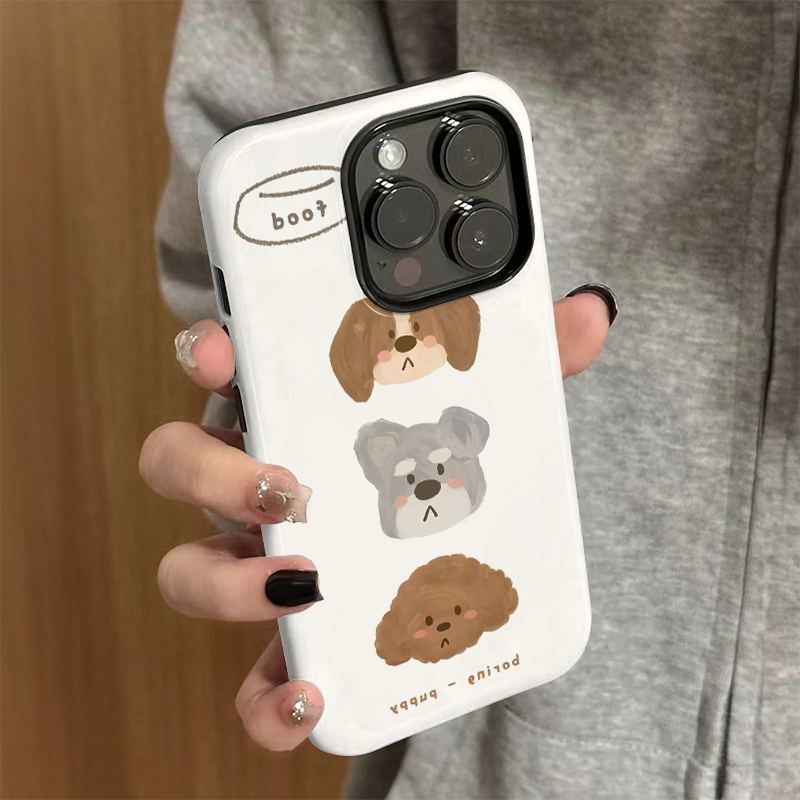 适用苹果15手机壳iPhone16promax新款iP14/13女12卡通xsmax小狗头像8简约16e防摔11保护套7plus菲林二合一xr