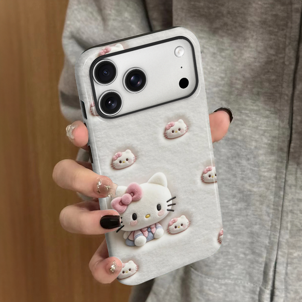 毛绒kt猫适用苹果17pro手机壳iPhone16promax卡通ip15pro女13可爱14新款xsmax日韩12防摔11保护套8/7plus菲林