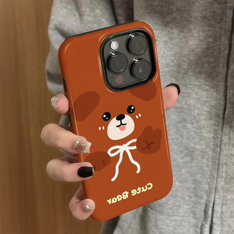 适用苹果16pro手机壳女iPhone15promax新款可爱iP13/14硅胶xr防摔保护套pro卡通iP7/8小众plus红底小熊xsmax