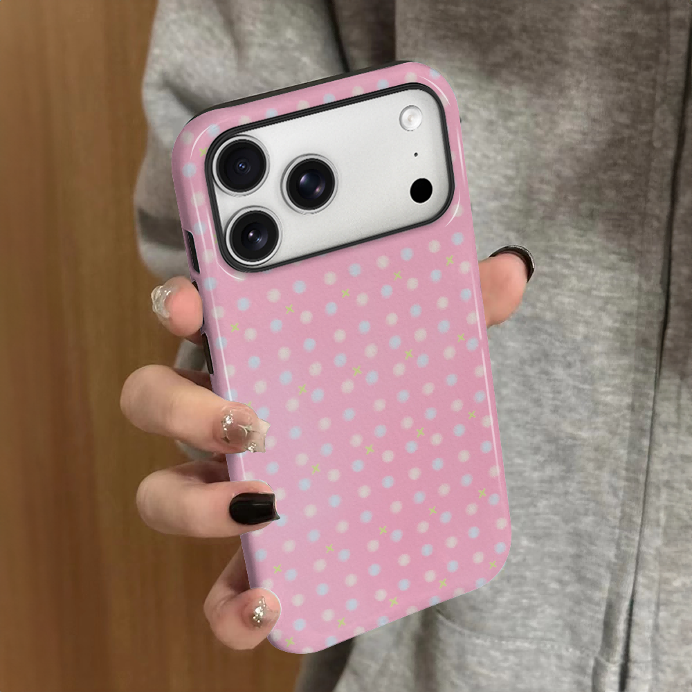 粉底波点适用iPhone17pro手机壳苹果16promax简约ip15pro女13日韩14新款xsmax小众12防摔11保护套8/7plus菲林