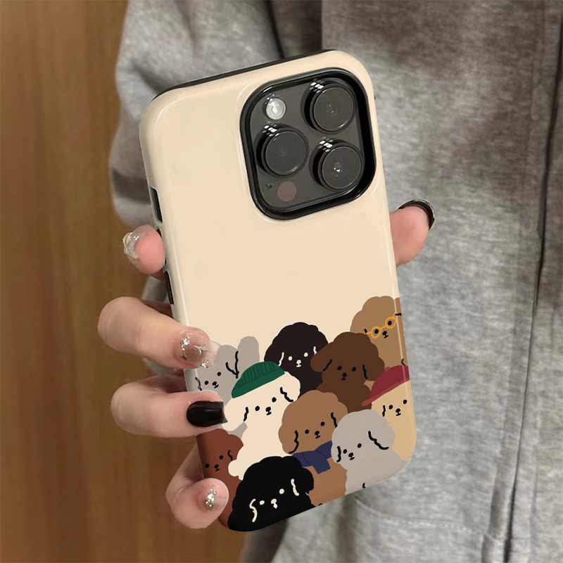 适用苹果15promax手机壳iPhone16新款iP14/13女可爱12简约xsmax菲林二合一8卡通防摔11套7小众plus多只小狗xr