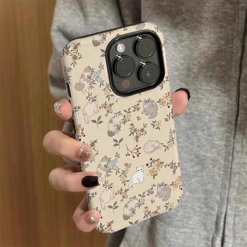 适用苹果16promax手机壳iPhone15新款iP14女个性12/13简约xsmax花朵猫咪8创意防摔11套7高级plus菲林二合一xr