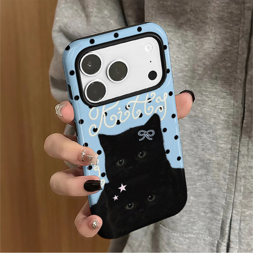 波点猫咪适用苹果18pro手机壳iPhone17promax新款16可爱15女14个性防摔小众13华为8plus小米保护套oppo菲林xs