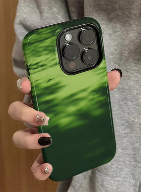适用苹果16promax手机壳苹果15pro新款iPhone14pro简约iP13女12高级7plus防摔8套11绿色晕染xsmax菲林16e硬xr
