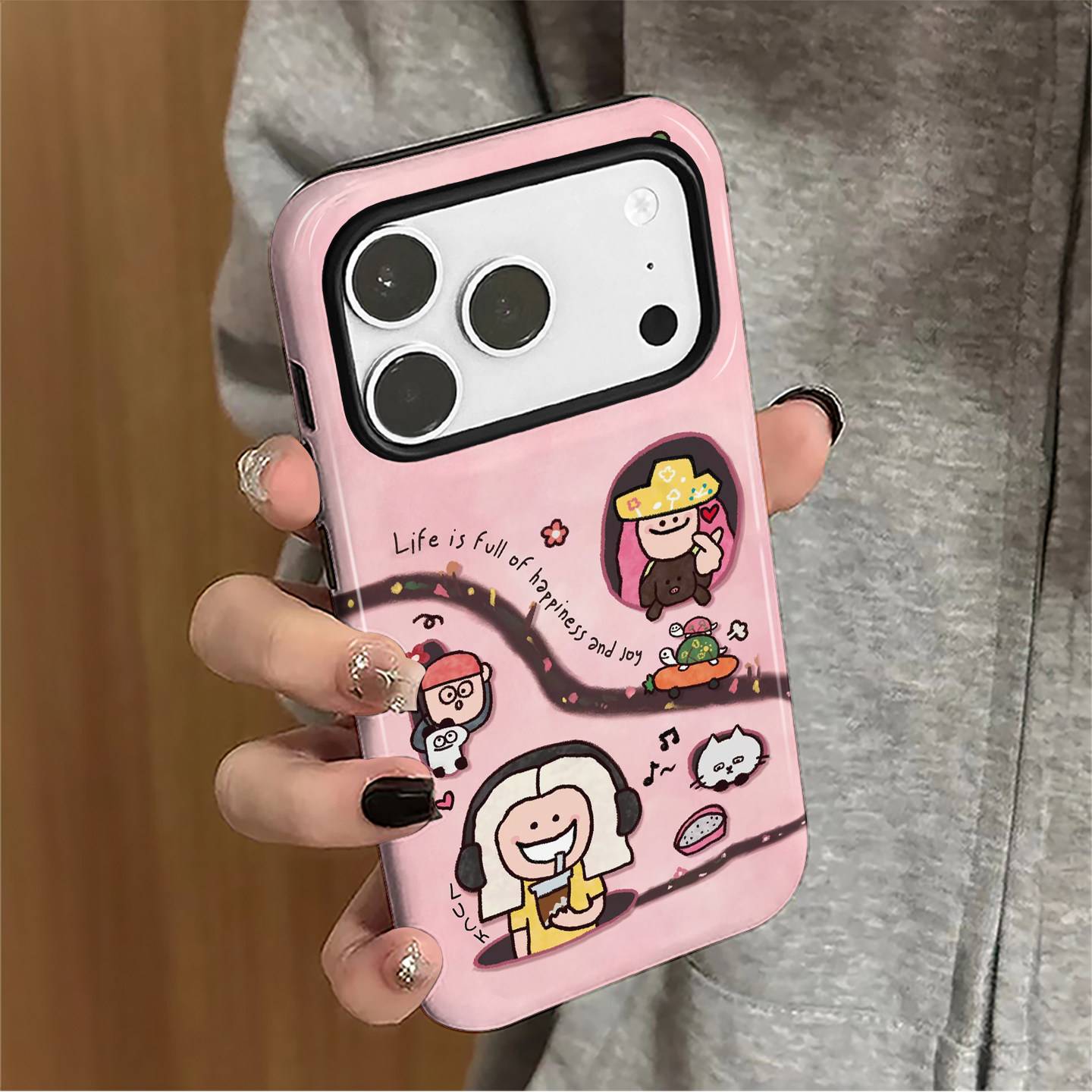 比心女孩适用iPhone17promax手机壳苹果16pro卡通15少女14女13可爱小米新款12华为oppo防摔保护套8plus菲林xr