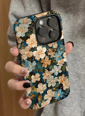 适用苹果16promax手机壳iPhone15x新款13个性iP14女12简约xsmax复古碎花8硅胶11防摔套7小众plus菲林二合一xr