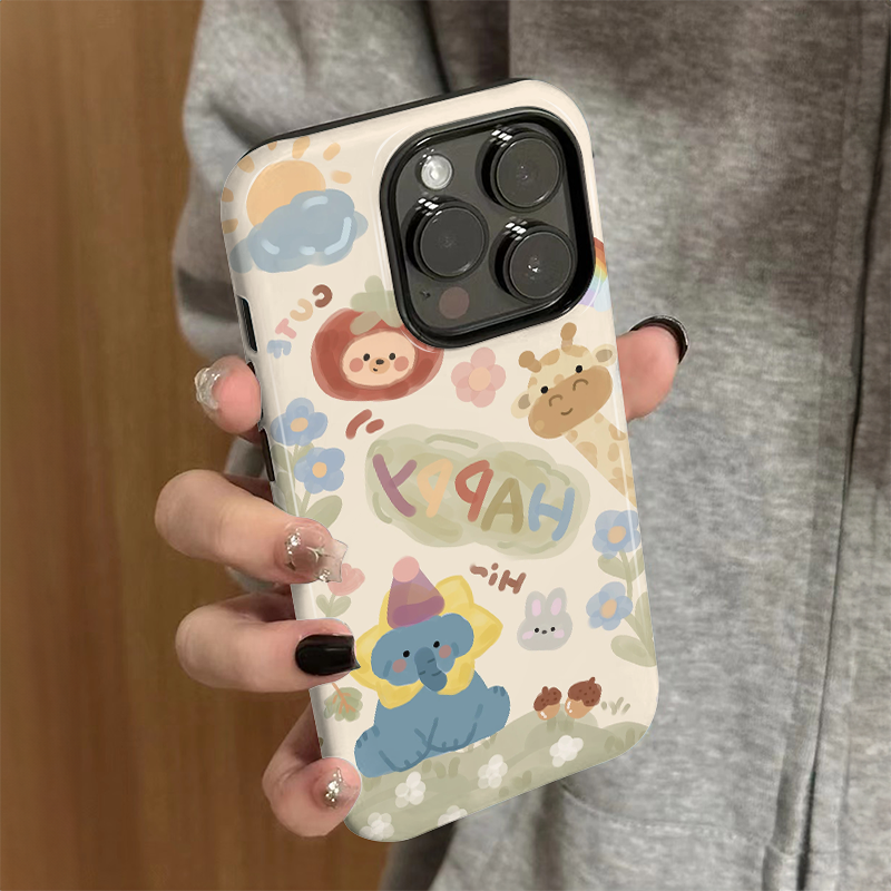 适用苹果16promax手机壳可爱iPhone15新款iP14女12/13简约xsmax菲林二合一8防摔11保护套7高级plus动物乐园xr