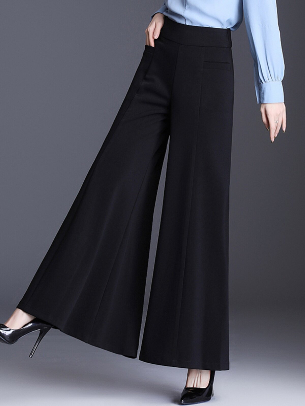 黑色宽松阔腿裤女春秋季2025新款高腰显瘦垂感长裙裤大脚喇叭裤子