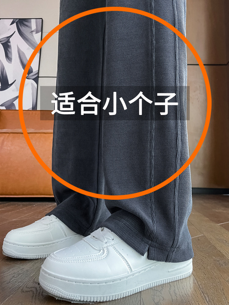 雪尼尔窄版阔腿裤女2025春秋季新款加绒小个子九分宽松直筒休闲裤