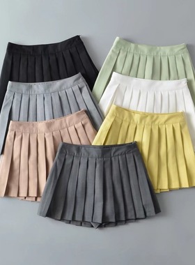 High waist drape A-line pleated skirt高腰垂感A字百褶半身裙女